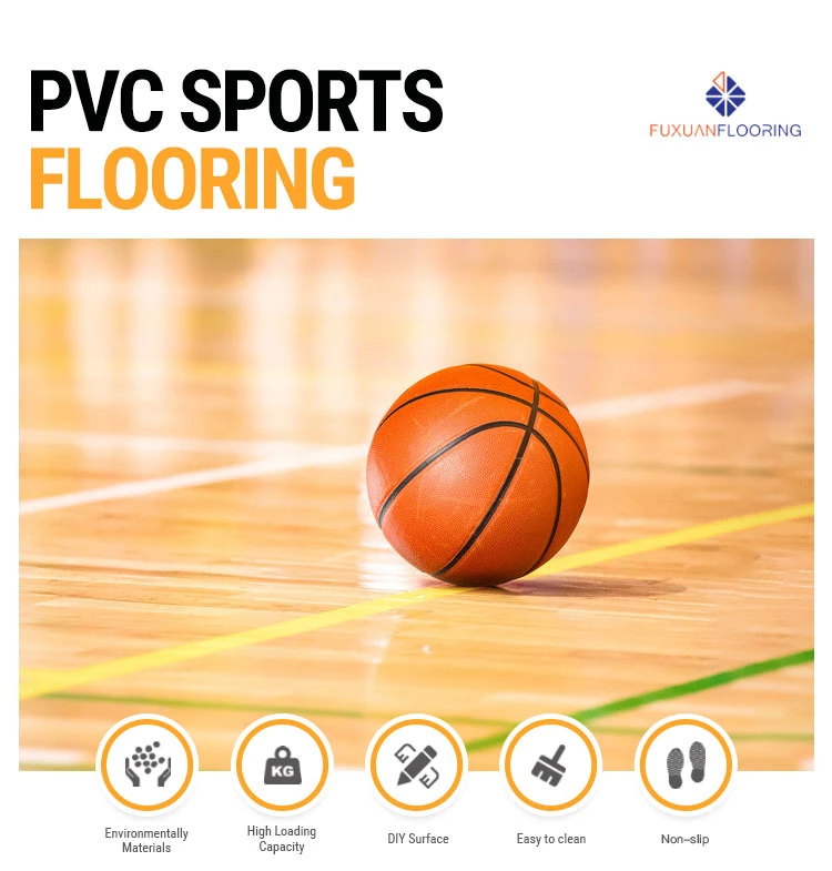 Wood Imitate Plastic Flooring Used Basketball Floor Carpet Fireproof Wooden Pattern Vinyl PVC Floor for Gym/Hospital/School/Dancing Room/Home Decoration